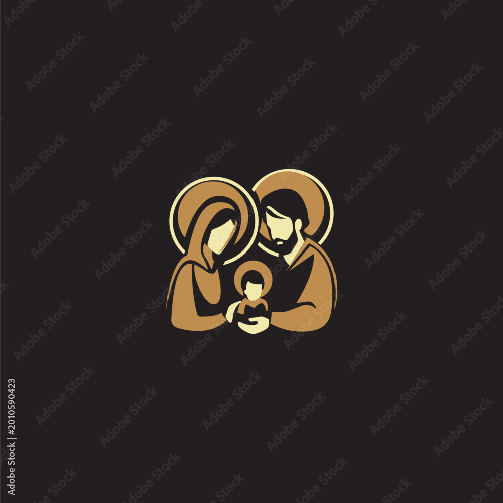 Fototapeta premium Holy Family Nativity Christian Religious Logo Design