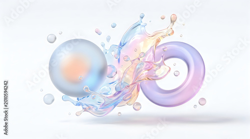 Vibrant, colorful liquid splashes, abstract shapes, 3D rendering, creative design elements Advance UI Icons Bubble PNG
