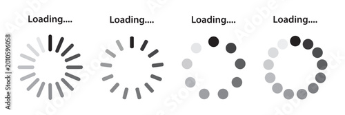 Canvastavla ​Set of loading progress bar icons with circular dotted and dashed buffering symbols for web interface and mobile applications