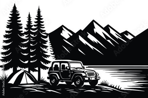 Wild Terrain SUV Illustration  vector