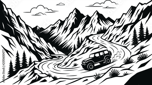 Wild Terrain SUV Illustration  vector