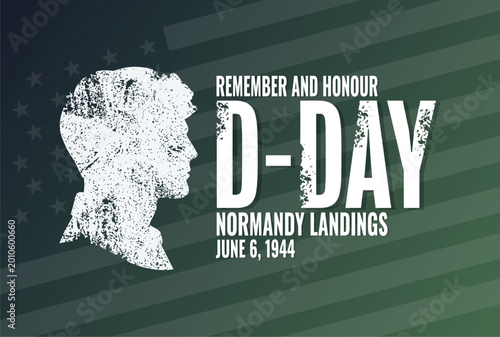 Obraz na plátně Remember D-Day Normandy Landings June 6 1944 Military Memorial Day Soldier Silho