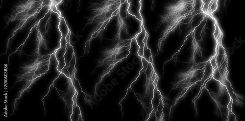 Lightning bolts background for graphic design and power concepts, dramatic black and white electric pattern