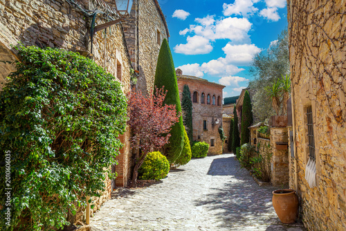 Medieval stone Peratallada town. Catalonia. Spain