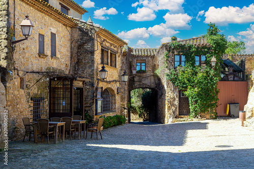 Medieval stone Peratallada town. Catalonia. Spain