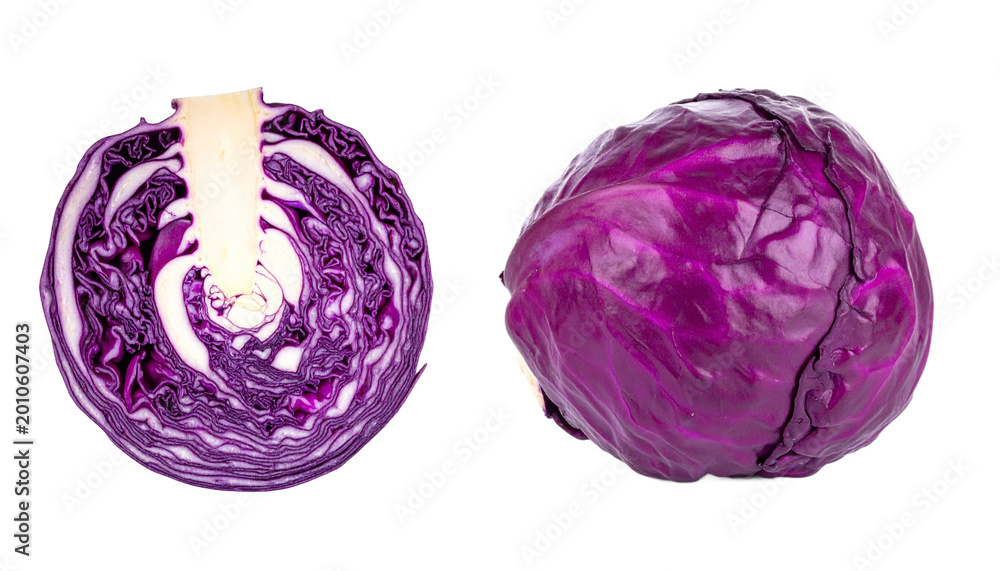 Fototapeta premium Fresh red cabbage isolated on transparent background