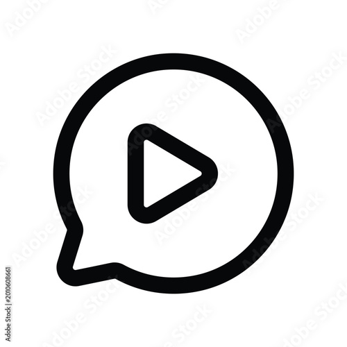 Free Download Play button message icon with black and white streaming triangle interface - GFXLoad