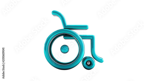 3D wheelchair symbol isolated on white background 