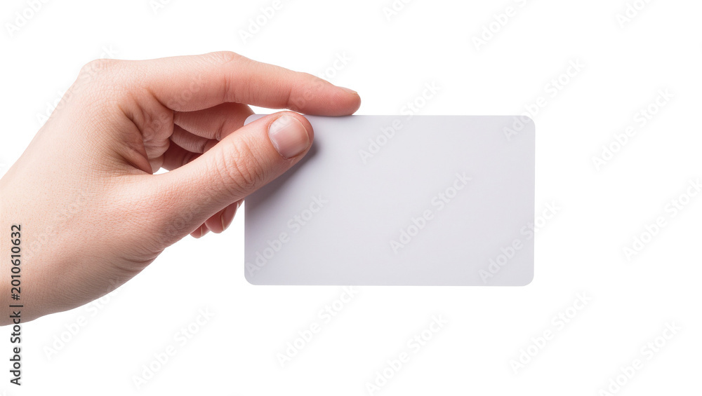 Obraz premium Human hand holding blank rectangular plastic card