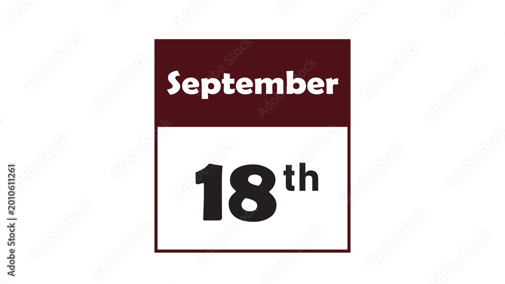 Fototapeta premium September 18th daily calendar icon vector illustration in minimalist style