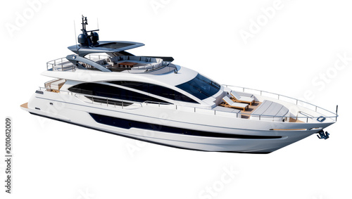 Foto Modern white luxury yacht with multiple decks and glass windows