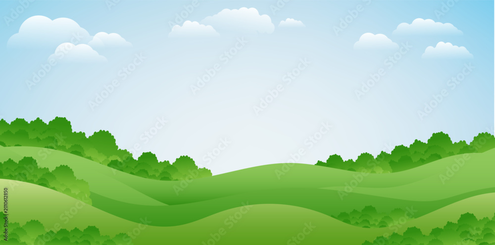 Obraz premium Green Hills With Blue Sky
