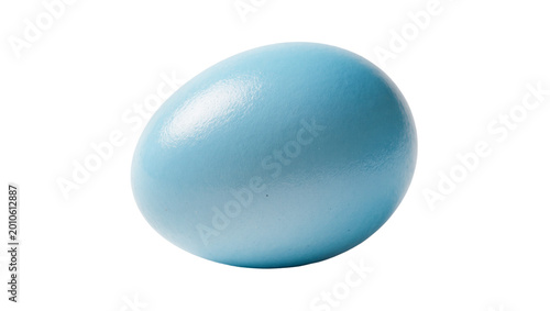 Fotografie Light blue speckled oval egg with smooth shell texture