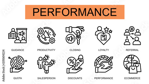 Quadro em tela Performance Icon Set