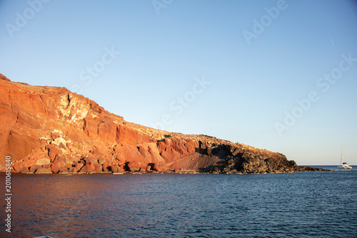 Red Beach in Santorini Greece at sunset