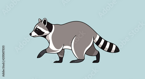 Εκτύπωση καμβά A cartoon illustration of a raccoon walking on a light blue background