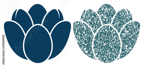 Tableau sur toile Two stylized lotus flowers, one solid and one textured, symbolizing duality and