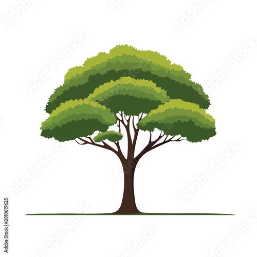 Stylized green tree vector illustration on white background isolated design