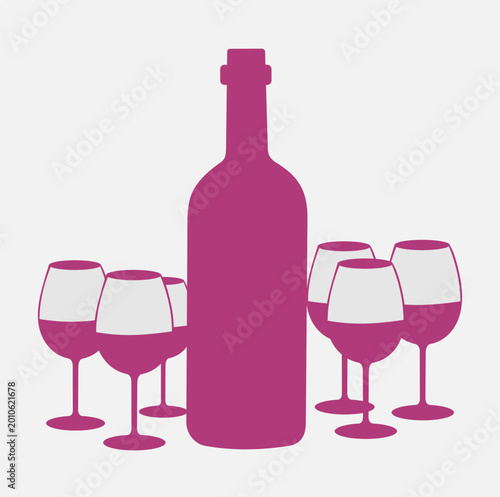 Wine Bottle Glasses Celebration Icon