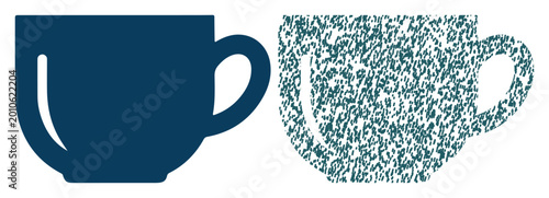Konstfotografi Two coffee cups, one solid blue and one textured, represent variety and choice