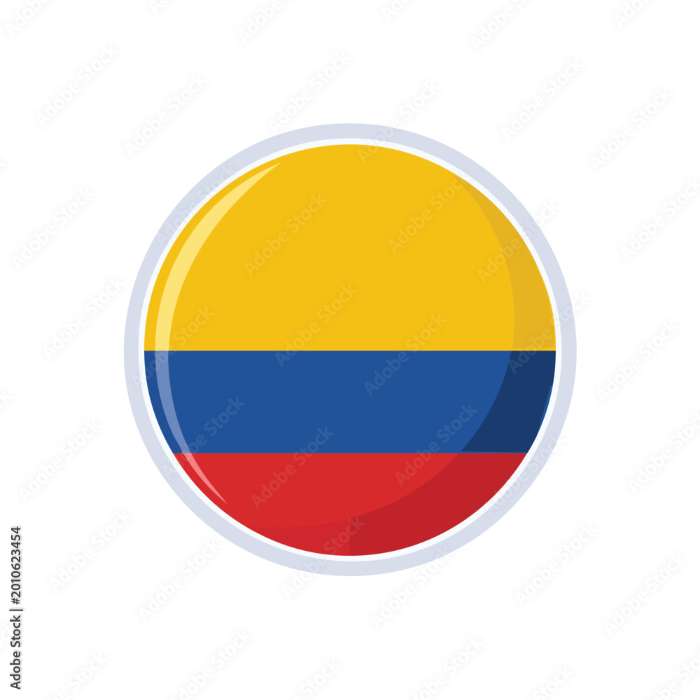 Obraz premium Colombian flag graphic round emblem with yellow blue and red colors