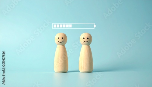 Wooden figurines battery icon emotions energy