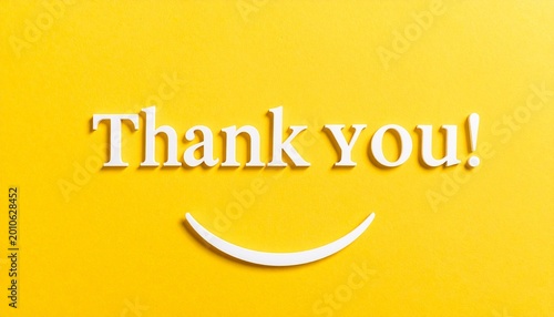 Bright yellow background thank you cheerful smile