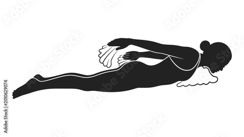 Photos swimmer silhouette black and white illustration of a woman swimming freestyle