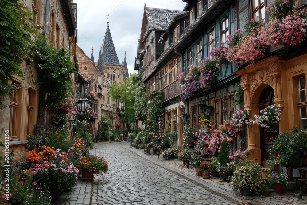 Fototapeta premium German Half Timbered Town Quedlinburg Style Travel