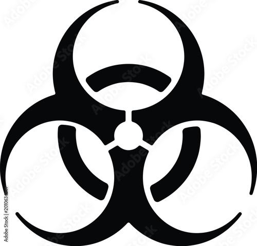 Black biohazard symbol icon for medical laboratory and environmental safety alerts clearly signifying biological risks