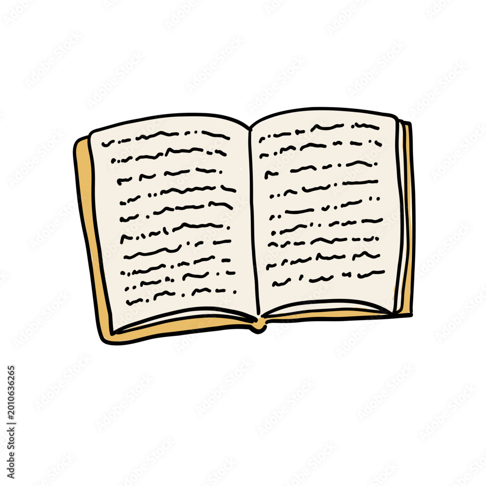 Fototapeta premium Open Book Vector Illustration in Hand-Drawn Minimalist Style