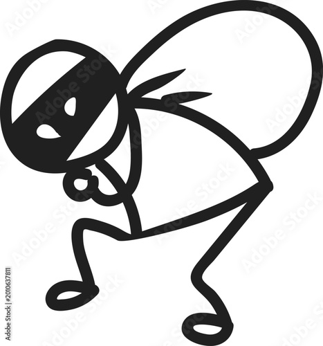 Canvastavla Cute Thief Sneaking and Carrying Loot Bag Icon