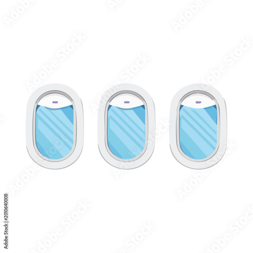 Three airplane windows illustration on white background vector design