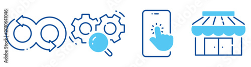 Foto Process automation icons showing devops loop gears mobile storefront