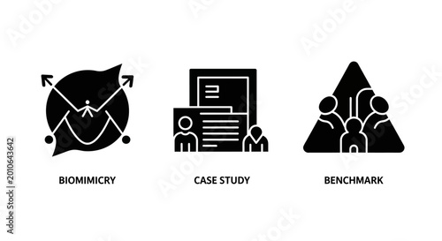 Biomimicry, Case Study, Benchmark Icons: Innovation and Business Strategy Concepts