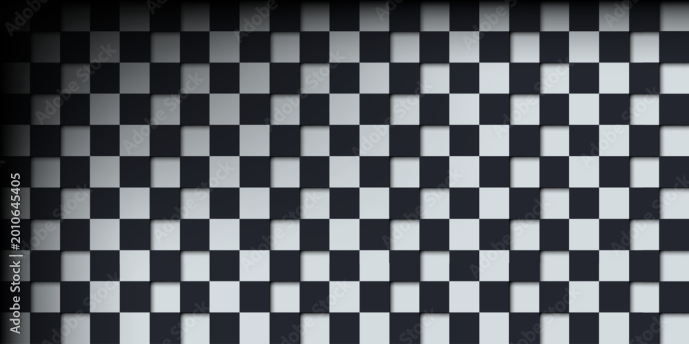 Naklejka premium Dark abstract checkerboard background with gradient shadows. Vector illustration
