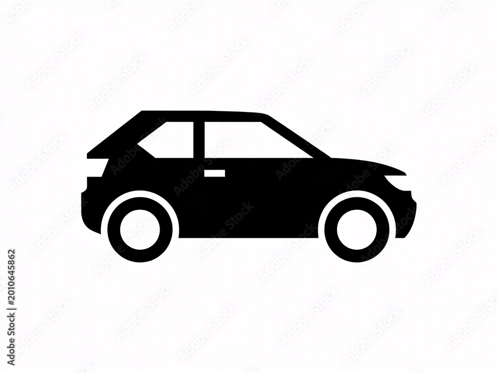Obraz premium Car icon for transportation and automotive concepts, simple vector silhouette