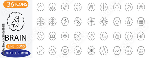 Bild auf Leinwand Brain Line Icon set