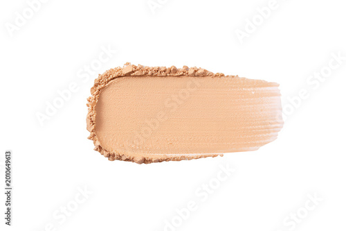 A smear of beige foundation makeup on transparent background