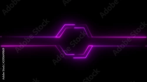 pink and green neon hexagon frame loop animation with black background.