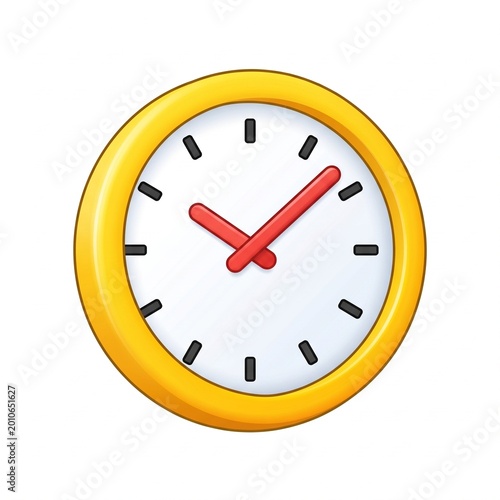 Yellow cartoon clock with red hands
