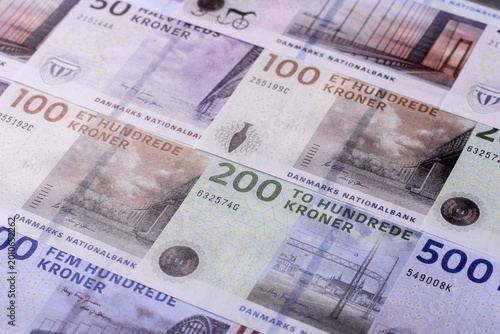 Tableau sur toile Money, currency of Denmark, Danish krone banknotes