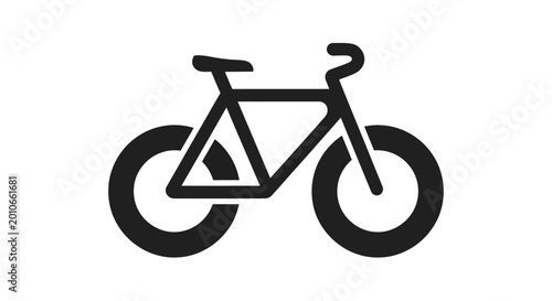 Bild auf Leinwand Simple Bicycle Icon, Black and White Line Art, Vector Graphic