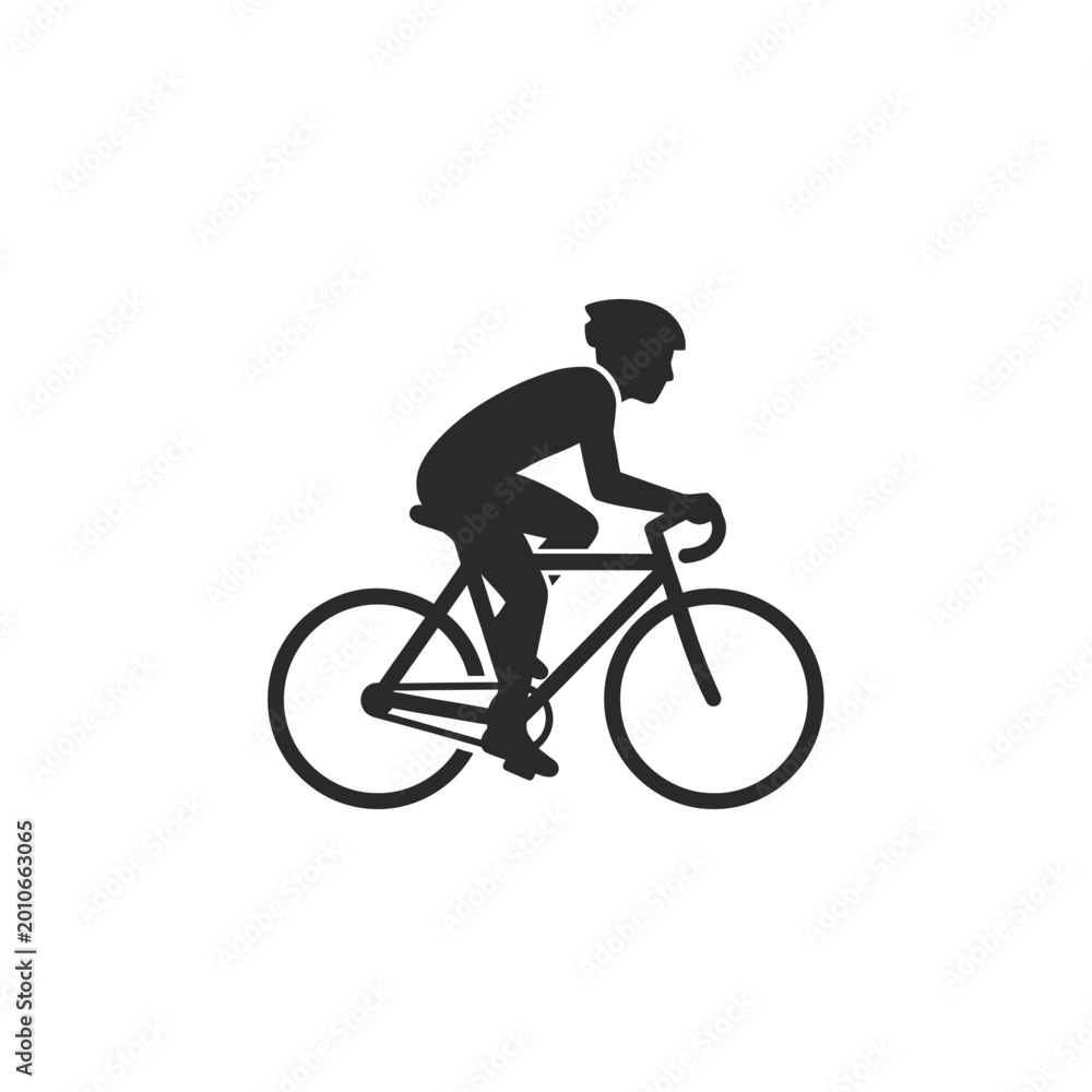 Naklejka premium Black silhouette of a cyclist riding a road bike