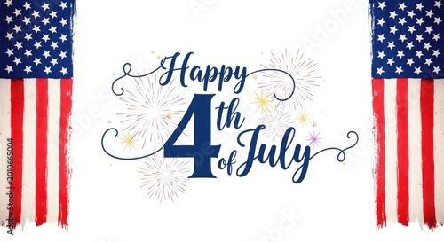 Independence day sale festive 4th of july typography with american flags fireworks