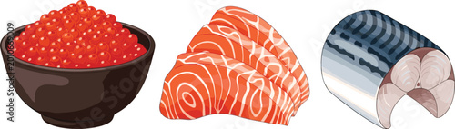 Tableau sur toile Seafood vector set