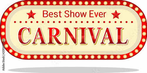 Carnival sign with retro marquee design and bright lights
