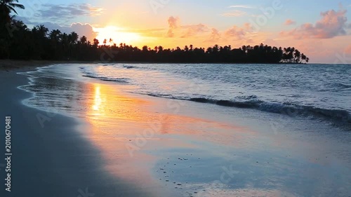 Golden Sunset over the Caribbean Sea.	