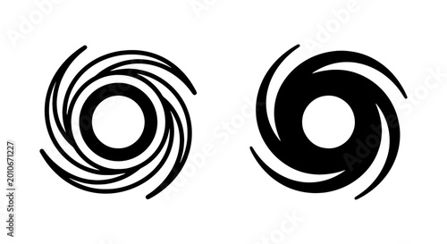Obraz na plátně Hurricane symbol vector set, black spiral storm icons, weather forecast cyclone