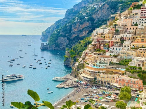 Positano Italy in southern Italy on the Amalfi Coast and Tyrrhenian Sea 